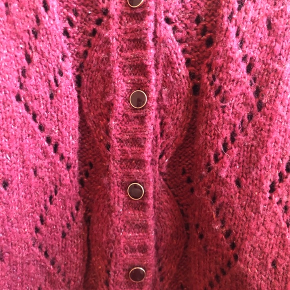 ModCloth “Proud Achievement” soft red fuzzy sweater/cardigan - Picture 6 of 6